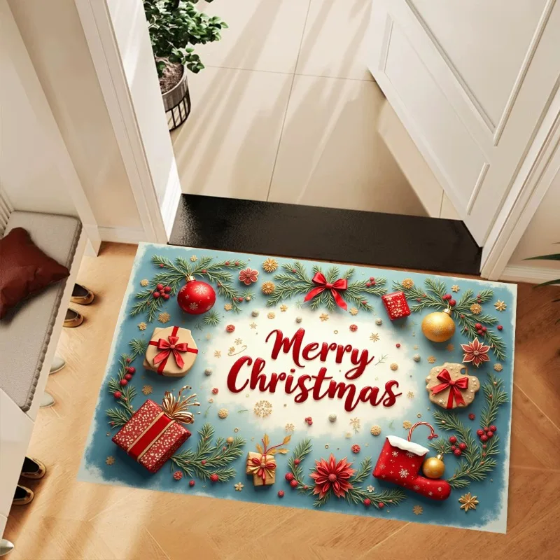 RAKKS عيد الميلاد كارول سلسلة احتفالية كريستال المخملية المطبوعة السجاد مدخل القدم حصيرة الحمام الكلمة حصيرة غرفة نوم باب السجاد.