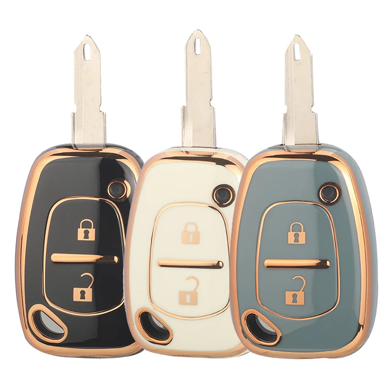 Jingyuqin 2BTN Soft TPU Car Key Case For Renault Kangoo Traffic 2012 Clio 2004 Master For Nissan Interstar Opel Vivaro Movano