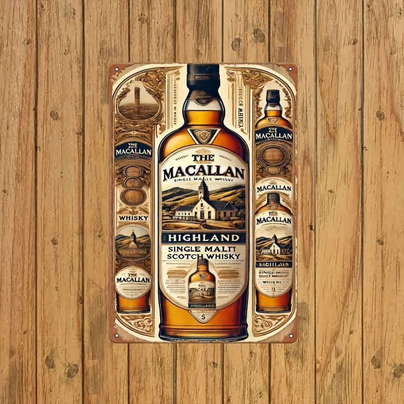 Vintage Macallan Highland Metal Sign -  Retro Wall Art, Nostalgic Home Decor, Scottish Poster for Kitchen, Sofa Area, Decor | Vi