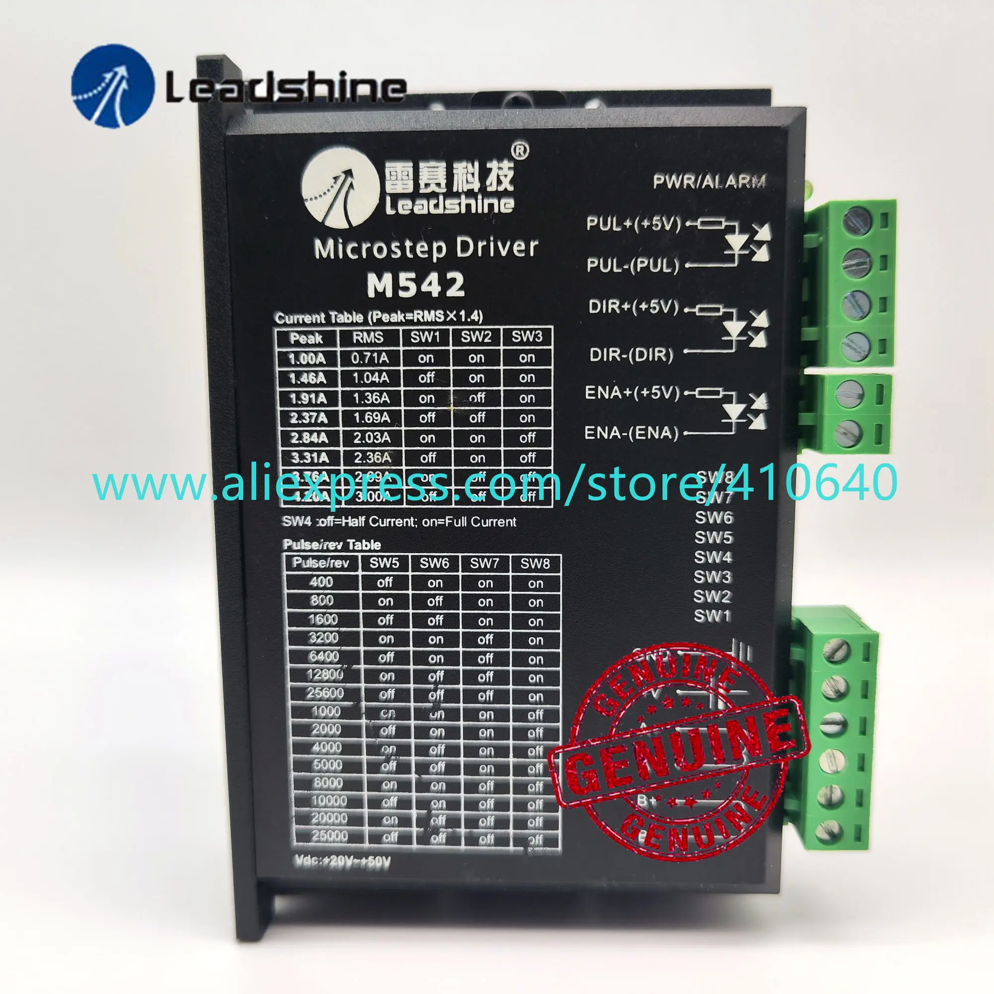 Leadshine M542 Pha Stepper Drive với 20-50VDC Điện Áp và 1.0-4.2A Hiện Tại; Tinh Khiết Sin Kiểm Soát Hiện Nay