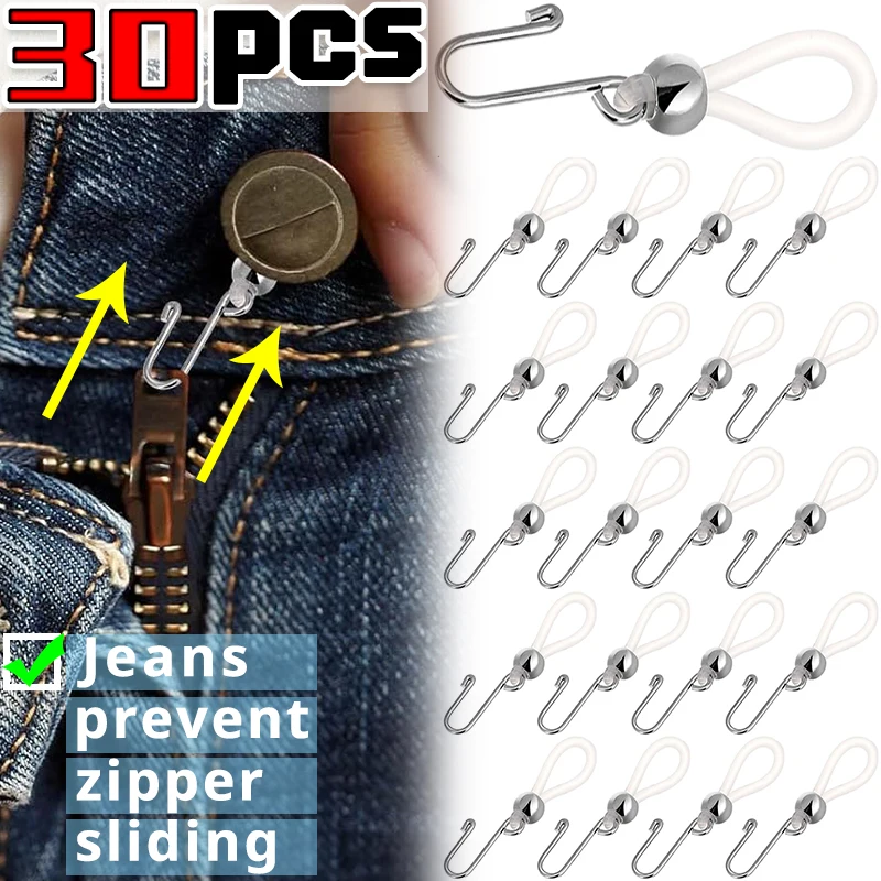 Stretchable Jeans Zipper Buckle Anti Sliding Zip Hook Prevent Pants Zipper Falling Clasp Easy Installation Trousers Fastener