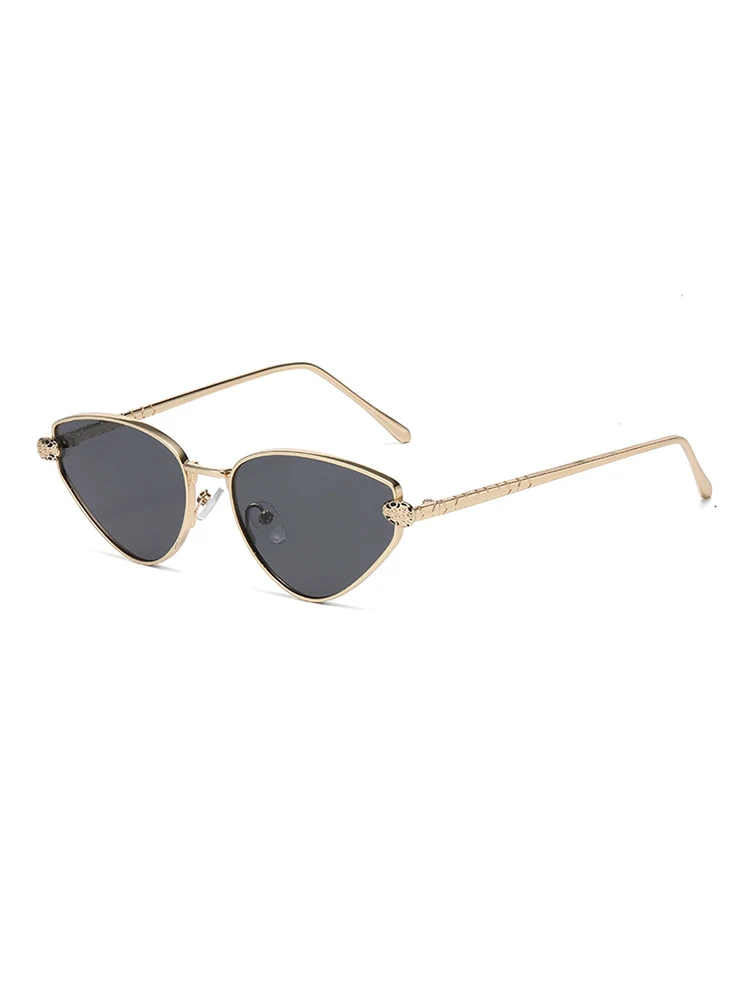 Rahmenlose Sonnenbrille mit Schnittkante für Damen mit Leopardenkopf und Katzenaugen, Metallrahmen-Design, Modische Sonnenbrille – Detail 1