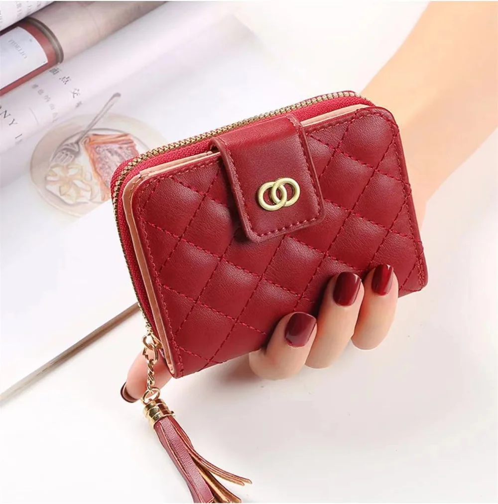 Korean Version Short Casual Women's Wallet With Plaid Pattern Multiple Card Slots Multifunctional Vintage Wallets For Women