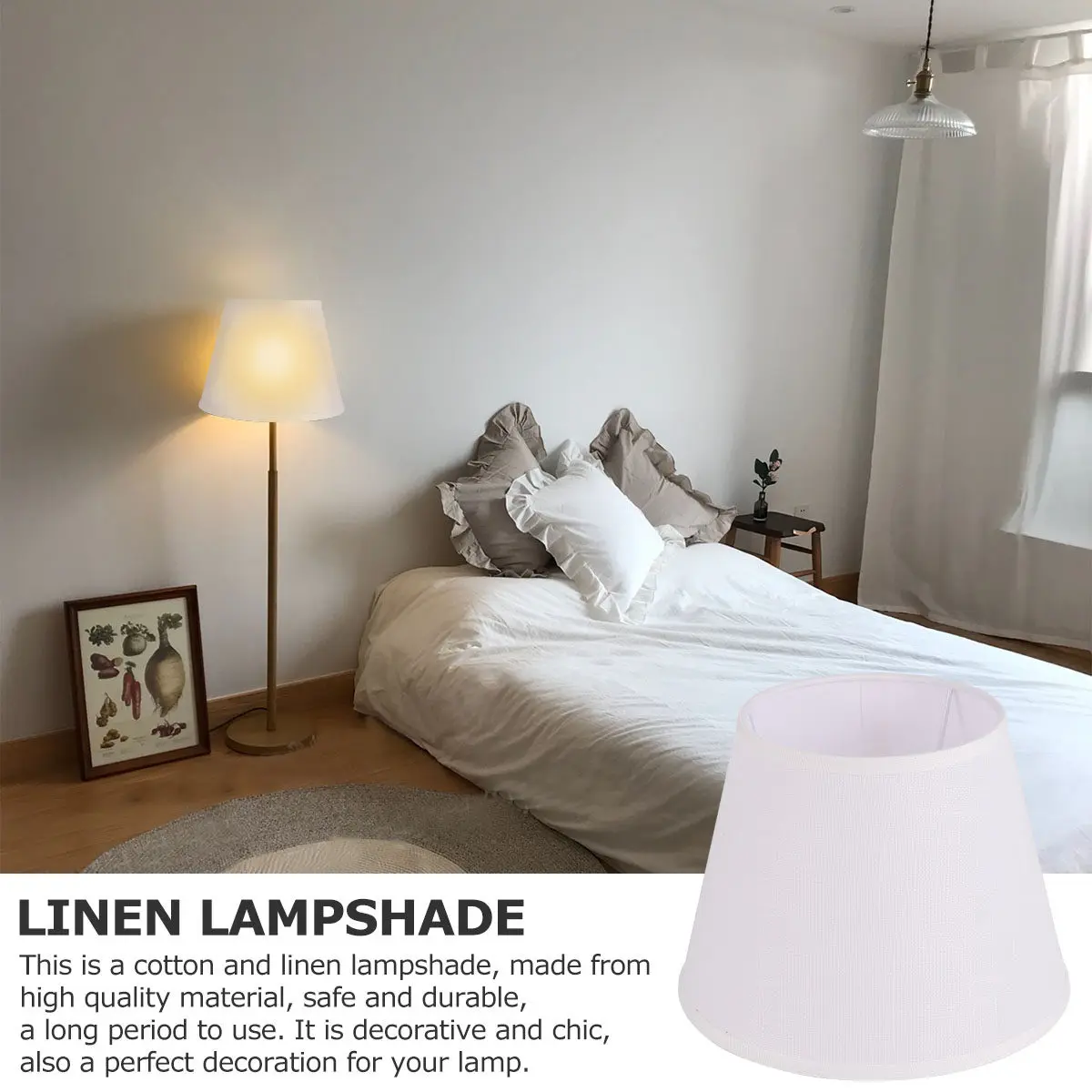1Pcs White Cotton Linen Lampshade Easy Install Lamp Shell Cover for E27 Base Lamps Bedroom Lamp Lighting Accessories Linen