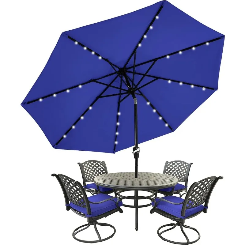 

Patio Umbrella with 32 Solar LED Lights -8 Ribs (9ft,Blue)