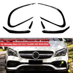 Black Front Bumper Lip Spoiler Splitters Canards Vents Modification Upgrade Kit For Mercedes Benz CLA C117 CLA200 220 2016-2019