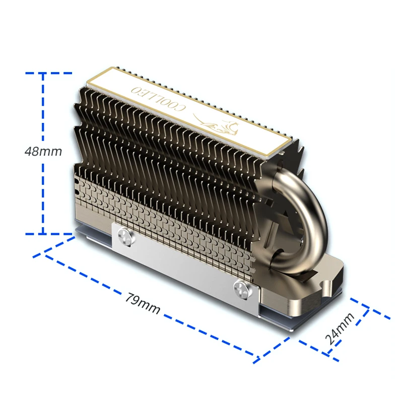 Coolleo M.2 2280 SSD Radiator, M2 Heatsink Cooler Armor Aluminum Single / Dual Heatpipes, HR-09/HR-10