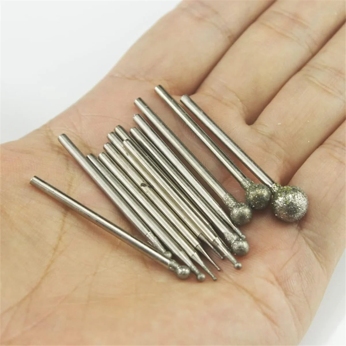 13 Pcs Ball Shape Diamond Burr Diamond Mounted Grinding Burs Stone Carving Set with 3/32 Inch Mandrel for Rotary ToolsJAS