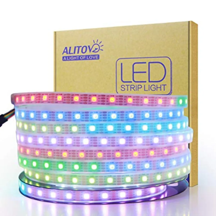 

12V WS2815 Addressable LED Strip Lights Outdoor Dual Signal 16.4FT Upgraded WS2812B WS2811 Programmable RGB Chasing LED Light S