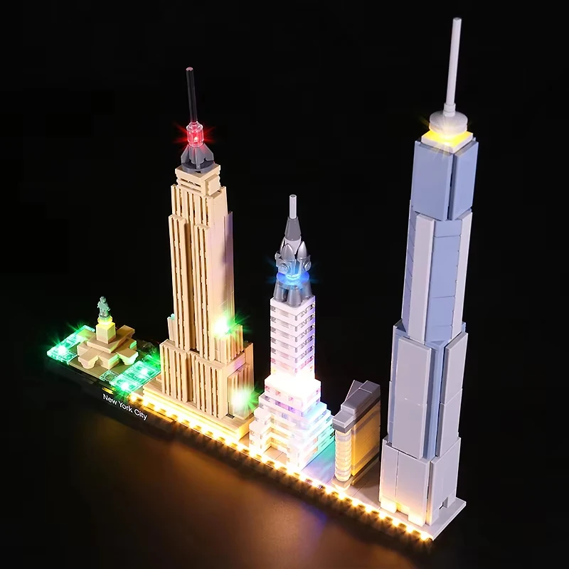 Zestaw oświetlenia LED DIY do LEGO 21028. Architektura Skyline Nowego Jorku (tylko światło LED, bez modelu klocków)