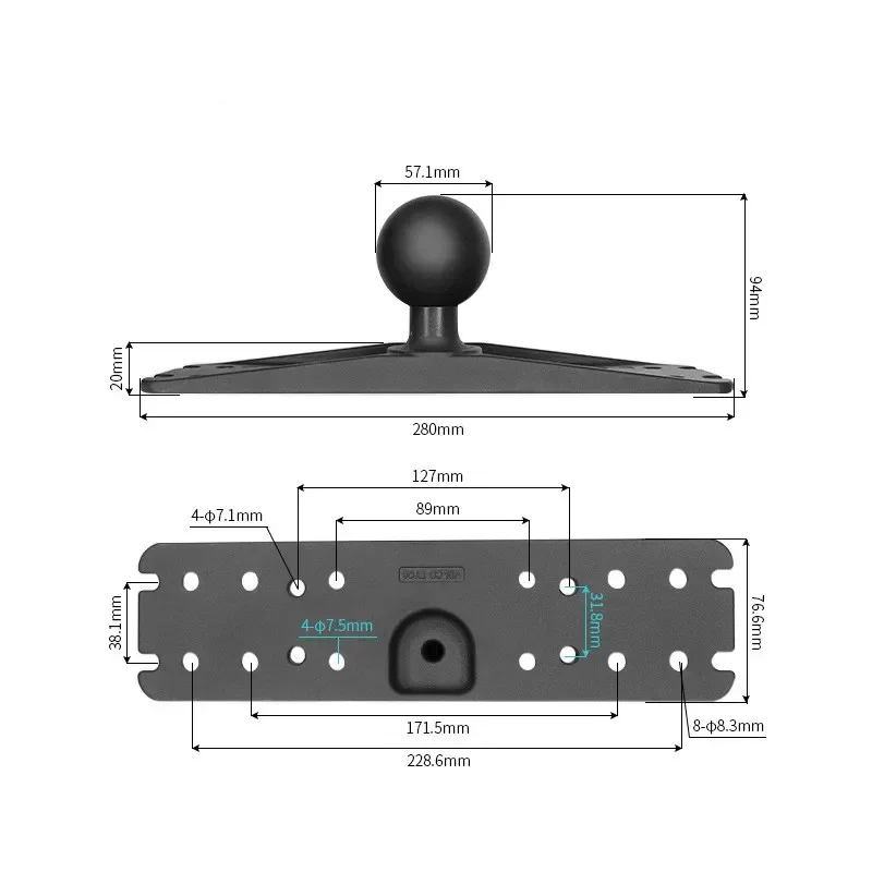 2.25 inch Ballhead Mounting Base Fish Finder Bracket Universal Plate for Garmin Marine Fishing Boat Fishfinder GPS Supporter