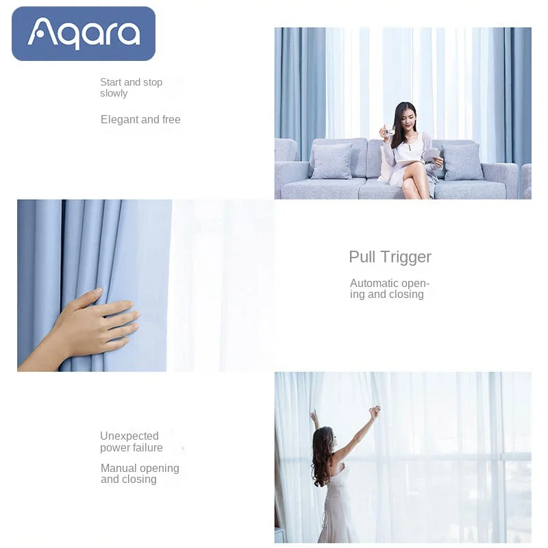 Original Aqara Smart Curtain Motor C2 Zigbee Automatic Track Voice Control Timing Setting Remote Control Work With Apple Homekit