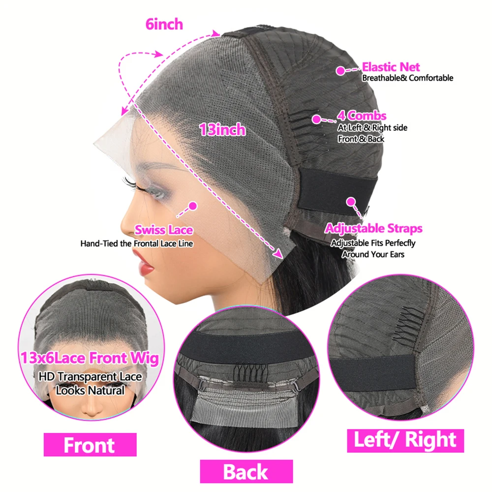 13x6 الدانتيل الجبهة خصلات الشعر المستعار الإنسان 30 بوصة شعر طبيعي مفرود الباروكات شفافة البرازيلي الباروكات شعر الإنسان للنساء قبل قطعها #4