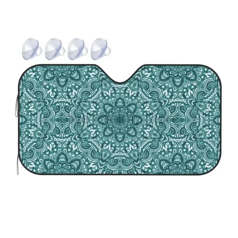 

Turquoise Car Windshield Sun Sha Mandala Car Sun Visor for UV Rays and Sun Heat Protection Boho Ethnic Bohemian Blocks