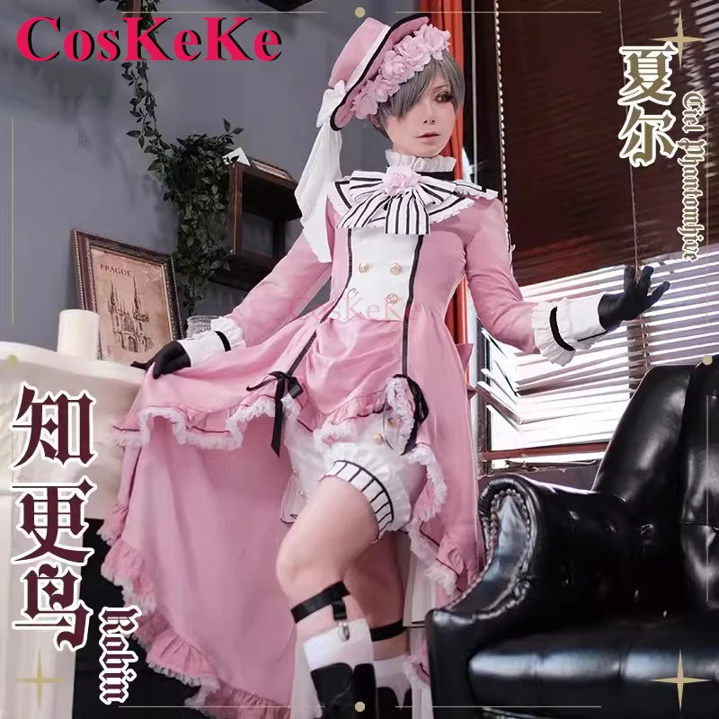 

CosKeKe Ciel Phantomhive Cosplay Anime Black Butler Costume Robin Elegant Pink Lolita Dress Halloween Party Role Play Clothing