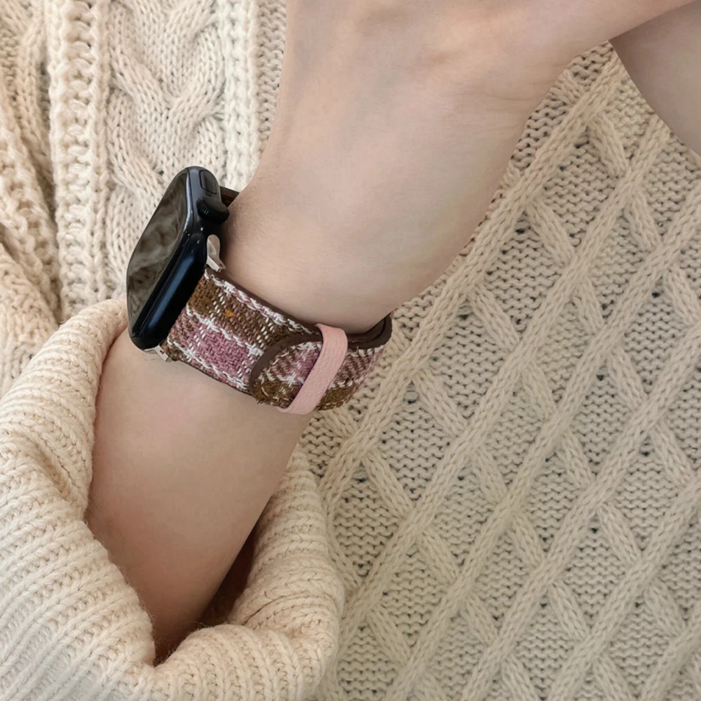 Fascia intrecciata scozzese in lana Maillard per Apple Watch 44mm 40 45 41 49 42 38 Fascia invernale per Ultra Series 9 8 SE 7 6 5 4 3 #   Cinghia