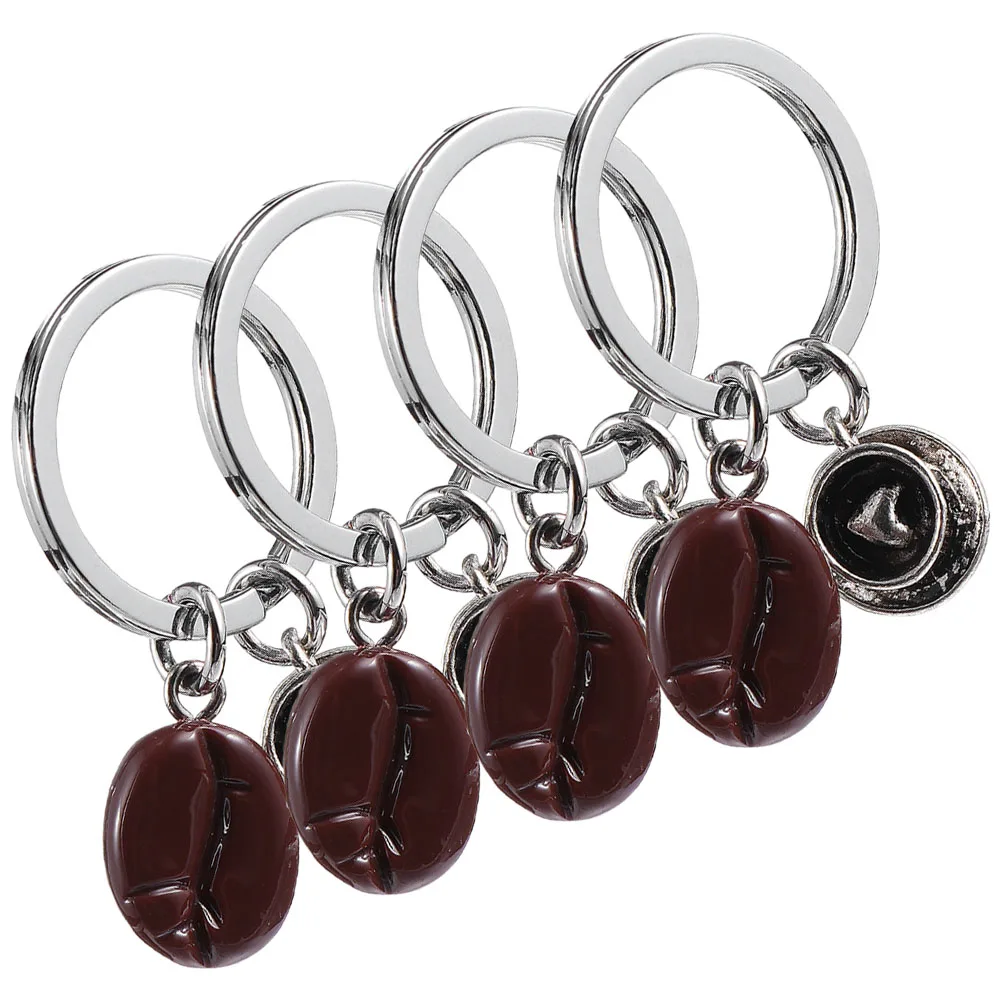 

4pcs Coffee Bean Keychain Resin Heart Shaped Lightweight Cute Keychains for Girls Boys Backpack Charms Bag Keyring Travel