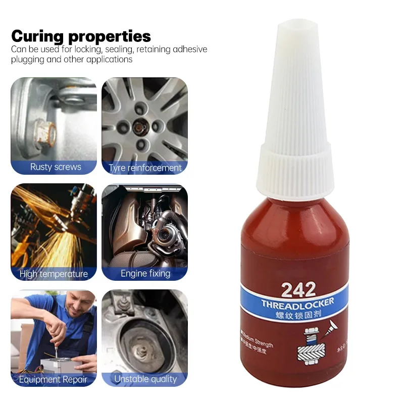 10 مللي Threadlocker 242 243 متوسطة القوة Threadlocker الأزرق اللاهوائية Threadlocker لاصق السد المواد اللاصقة السدادة الأجهزة