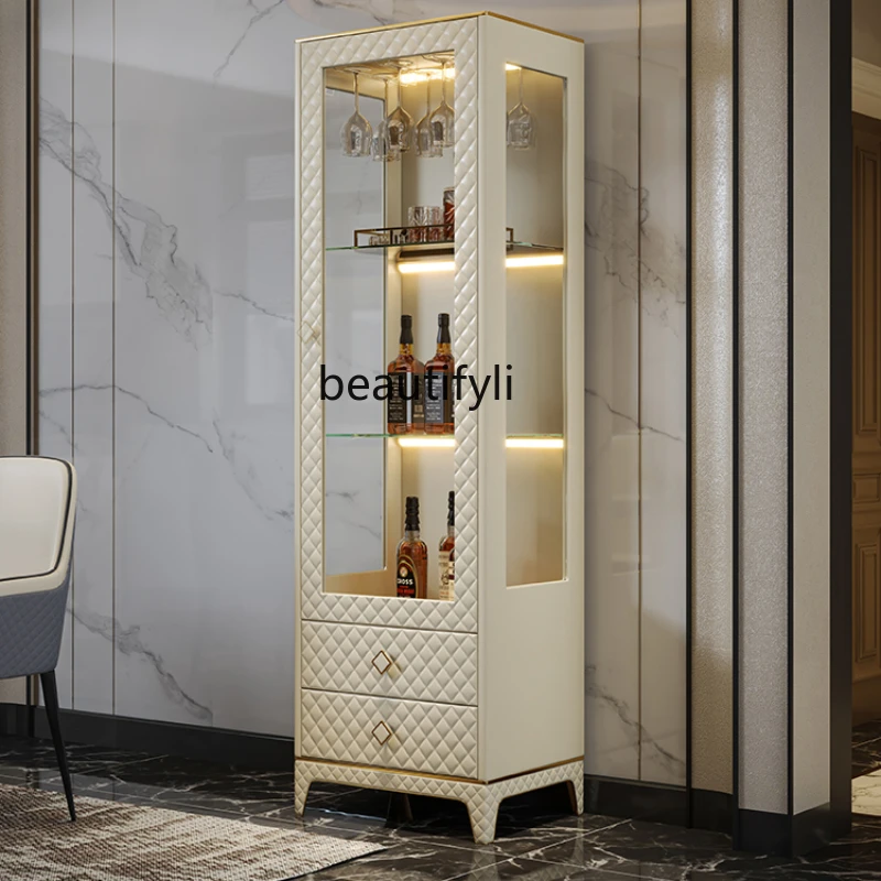 

Light Luxury Glass Wine Cabinet Wall Dining Room Storage Porch Cabinet Living Room Post-Modern Italian Bookshelf