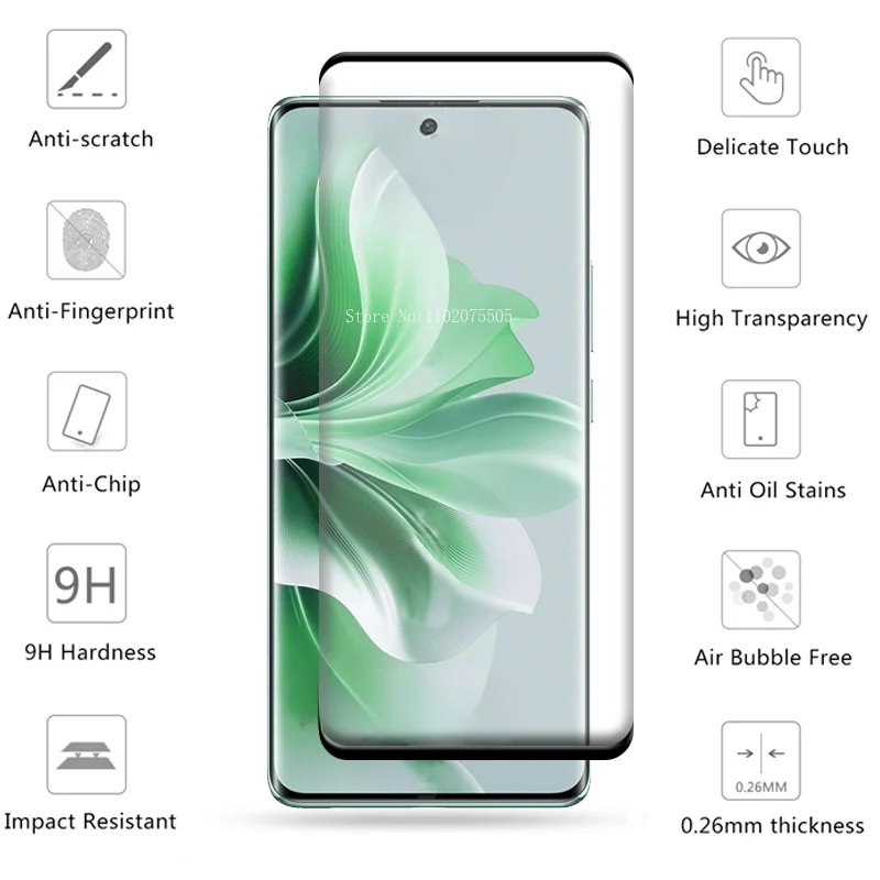 2N2 kaca Film pelindung layar melengkung, untuk OPPO Reno 11 5G Tempered Glass pada OPPO Reno 5 6 9 11 Pro Reno 10 6 5 Pro +