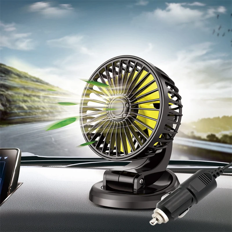 

Rotatable Multi-Angle 12V Cigarette Lighter Powered Car Fan 3 Speeds Dashboard Windshield Cooling Fans ABS Plastic Single Head