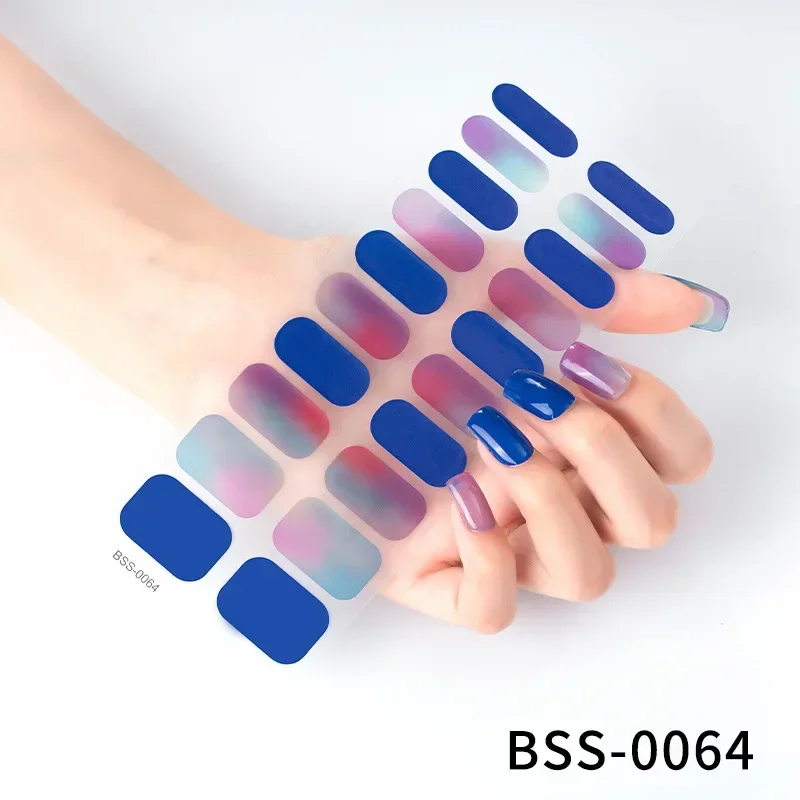 20pcs/Pack Self Press Gel Nail Stickers UV Polish Wraps Shiny Beauty Nail Gift Manicure Decorations Press On Stickers