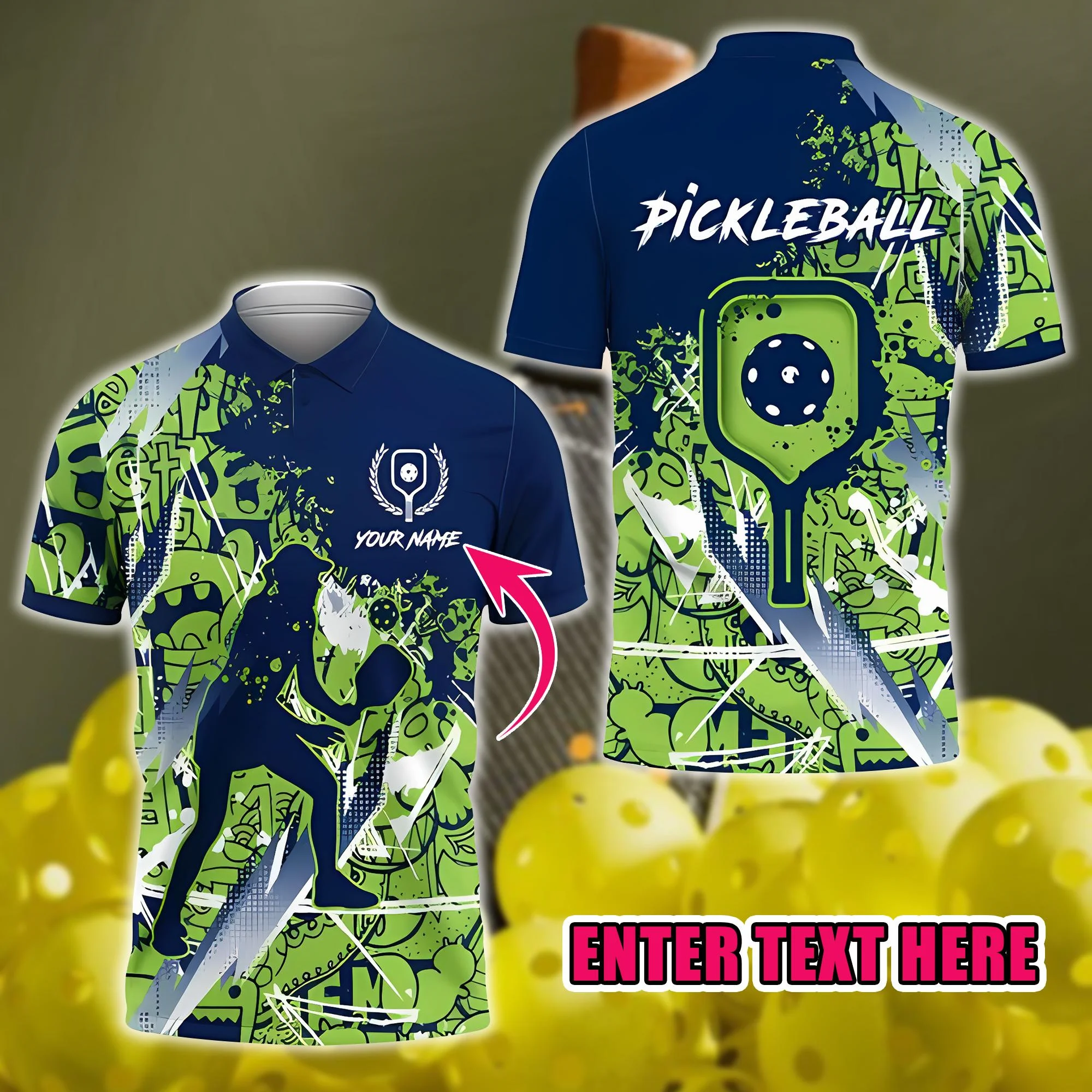 Outdoor Sport Pickleball Graphic Polo Shirt Men Women Personalized Your Name Lapel Polo 3D Print Pickle Ball Jersey  Man Clothes