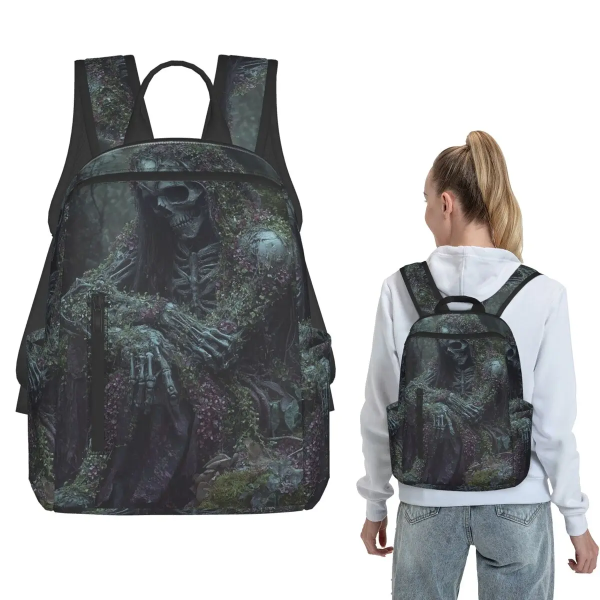 

Vines Wrapped Around Skeleton Backpack Daypack Boys Girls BookBag School Bag Shoulder Bags for Men Women