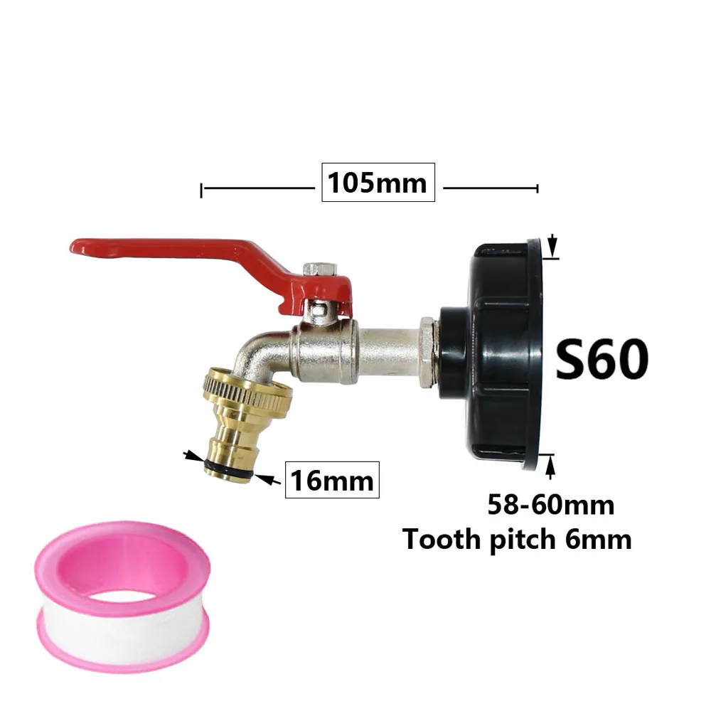 IBC Tank Tap Adapter S60X6 Coarse Thread Garden Quick Connect Faucet Alloy Tank Tap 1000 Liter Ibc Tank Accessory Valve Fitting