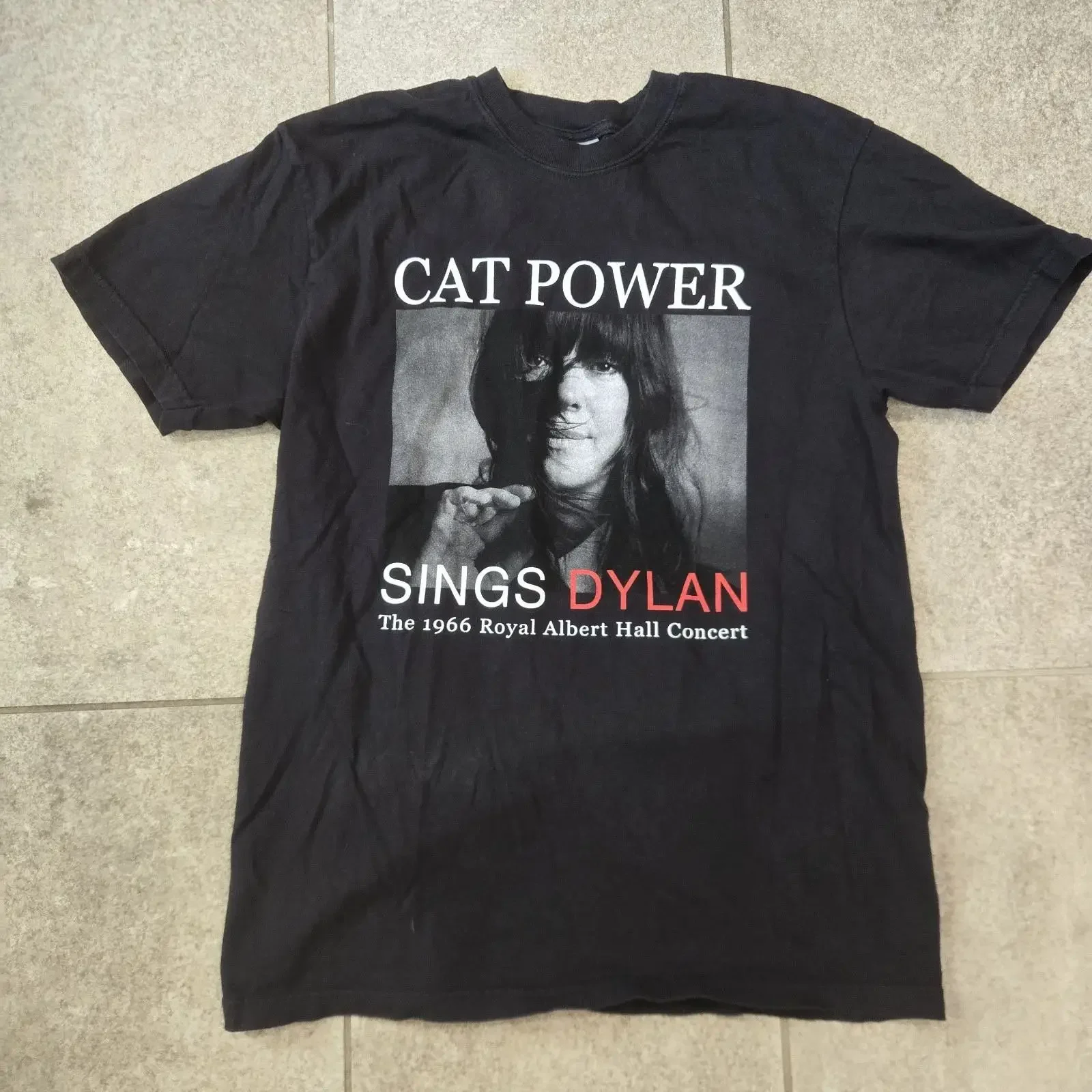 Camiseta Cat Power Sings Bob Dylan, talla M, 1966, Royal Albert Hall, concierto musical, ropa de diseñador vintage lavada
