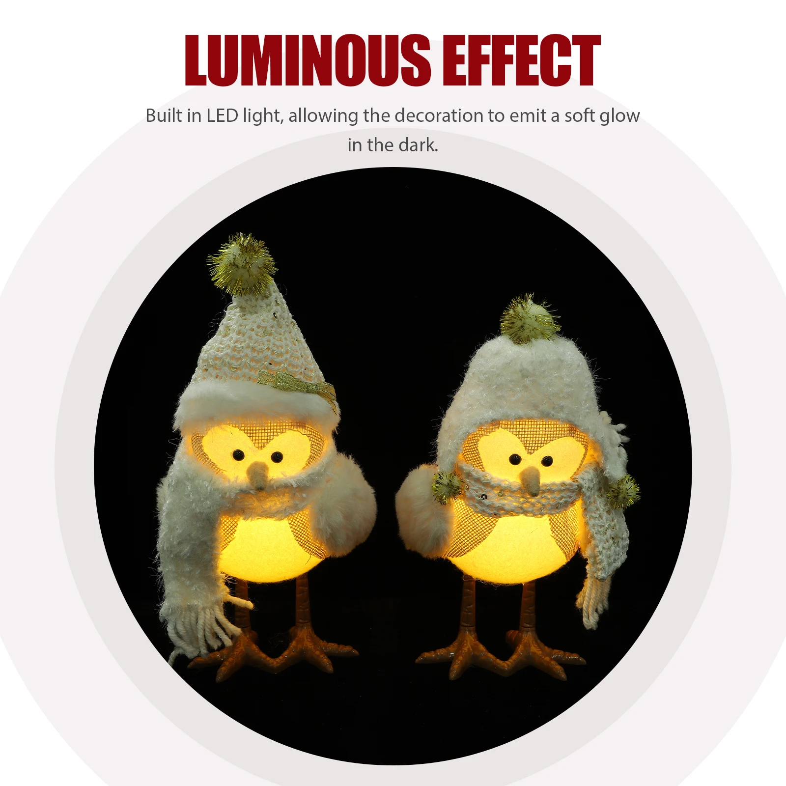 

2Pcs Christmas Bird Decor Luminous Ornament for Dining Table Centerpiece Desktop Xmas Luminous Bird Decor Festival Atmosphere