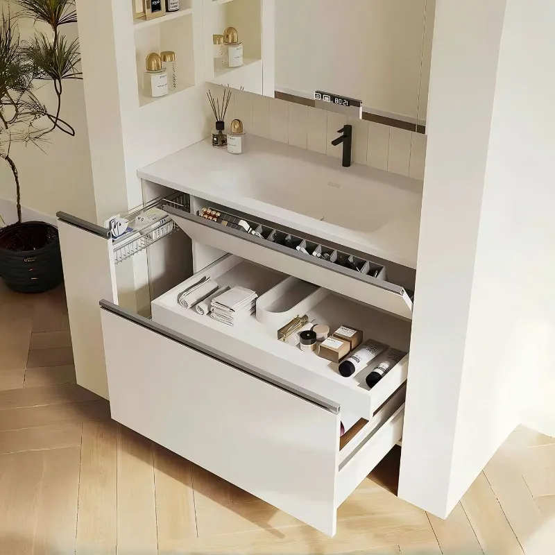 Storage Bathroom Cabinet Washbasin Cabinet Mother Pumping Ceramic Integrated Basin Smart Mirror Cabinet
