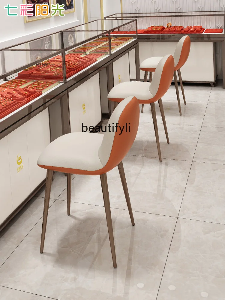 yj Restaurant Dining Chair Backrest Chair Stainless Steel Counter Cashier Reception Chair