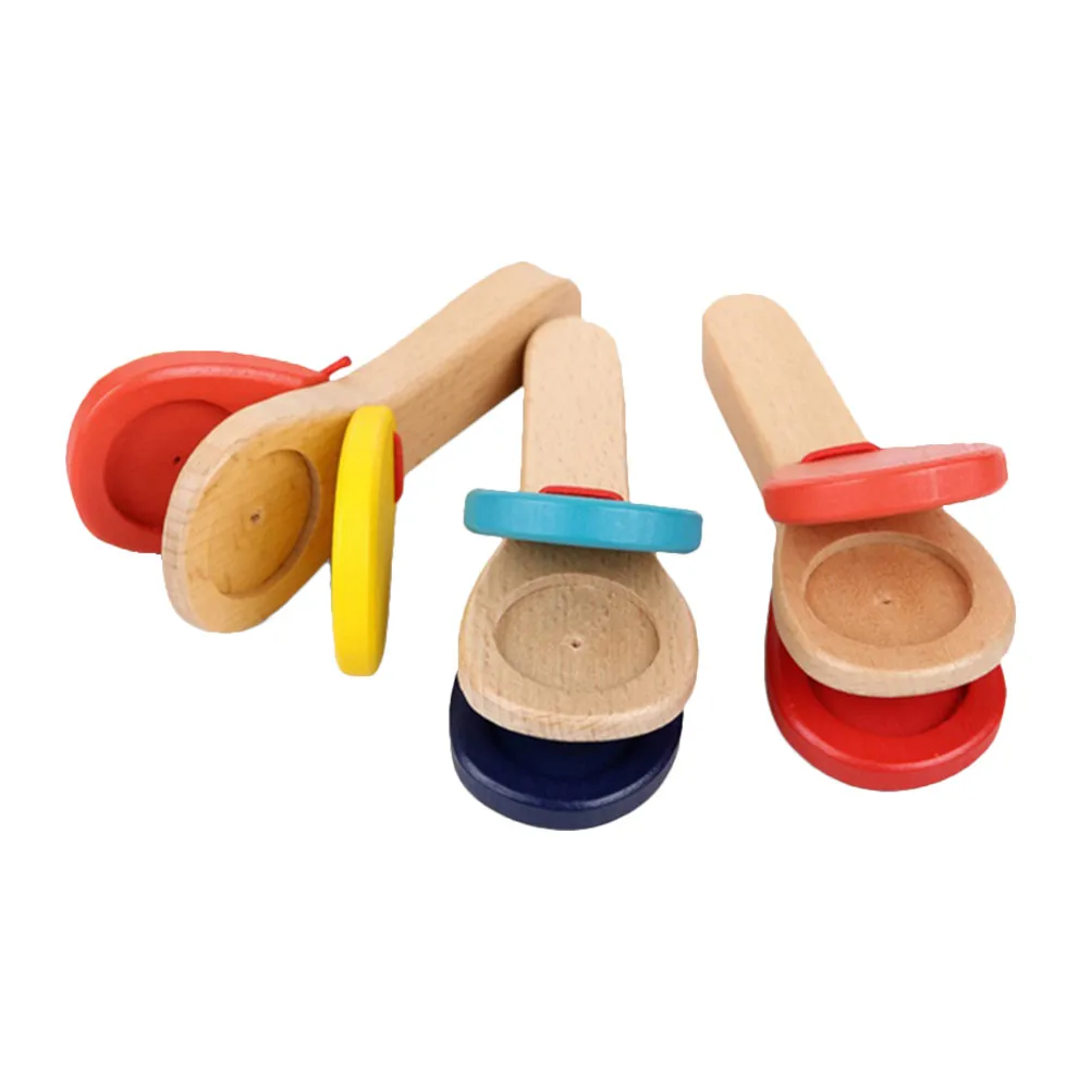 3 castañuelas musicales de madera para niños, instrumento de percusión, herramienta educativa para el desarrollo sensorial de los niños, juguete de castañuelas.
