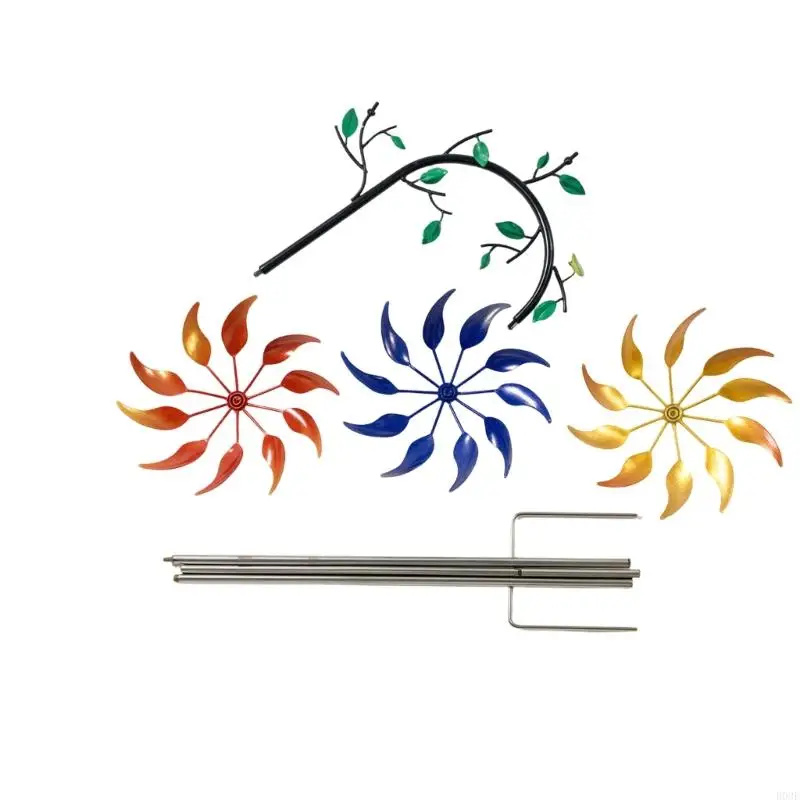Metall-Garten-Windradpfahl, 30 x 95 dreirädriges Eisen-Yard-Stück mit Bodeneinsatz für Rasen- und Blumenbereich B03E – Detail 2