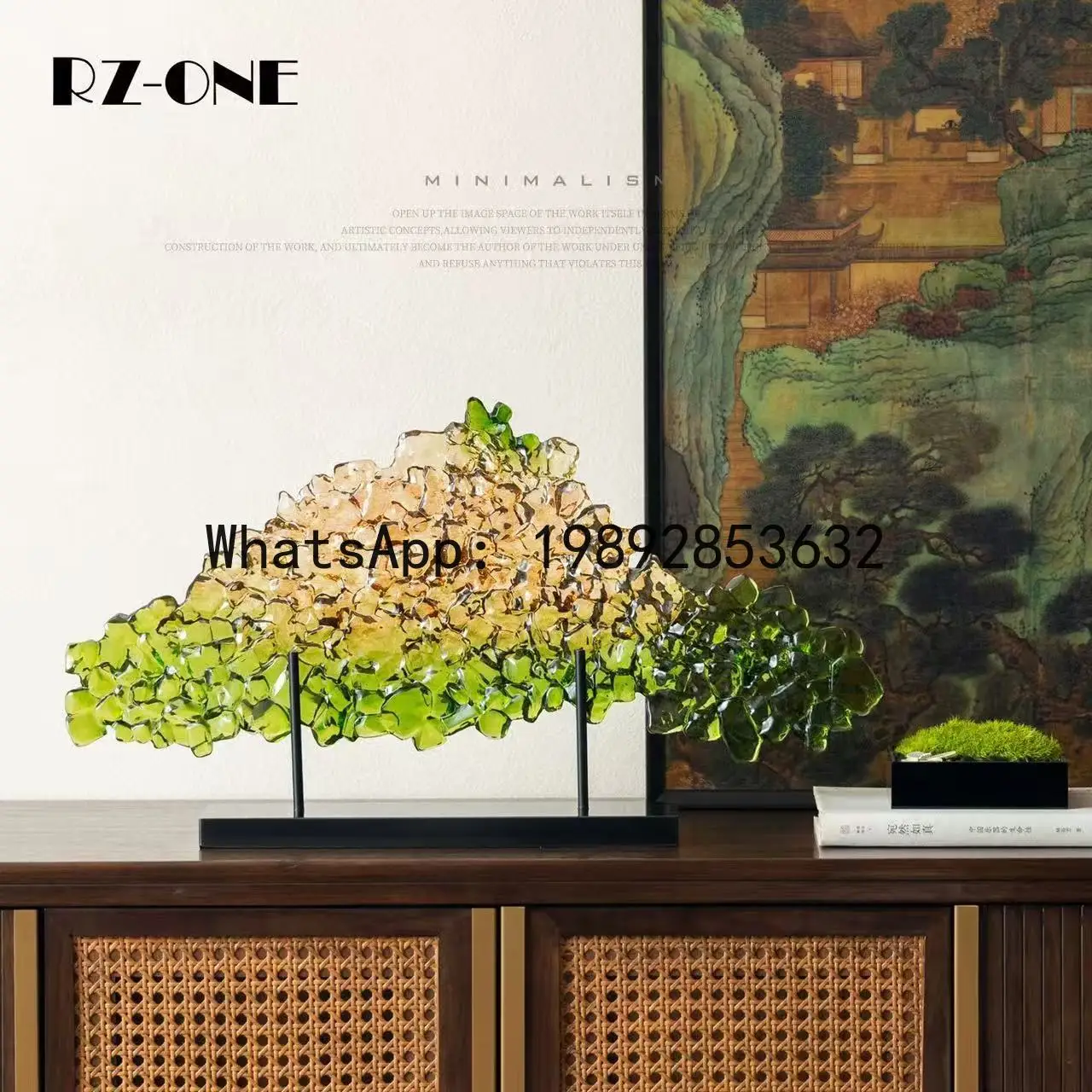 

Creative new chinese style soft decoration model room study bookcase entrance decoration