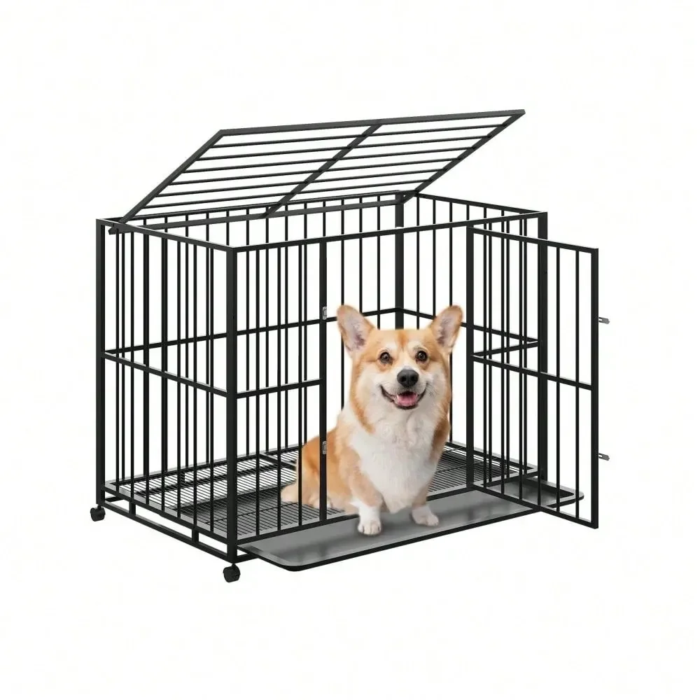 

Dog Supplie Dog Pen Dog Playpen Heavy Duty Dog Crate W Wheels,Indestructible And Escape Proof Stainless Steel Kennel Indoor For