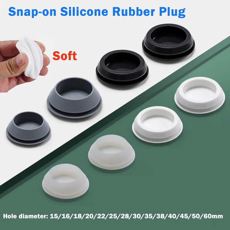 Image of Aufsteckbare Silikon-Gummikappen 15mm 16mm-60mm T-förmige Lochstopfen Abdeckungen Endkappen Dichtungsstopfen Weich Schwarz/Weiß/Grau/Durchscheinend