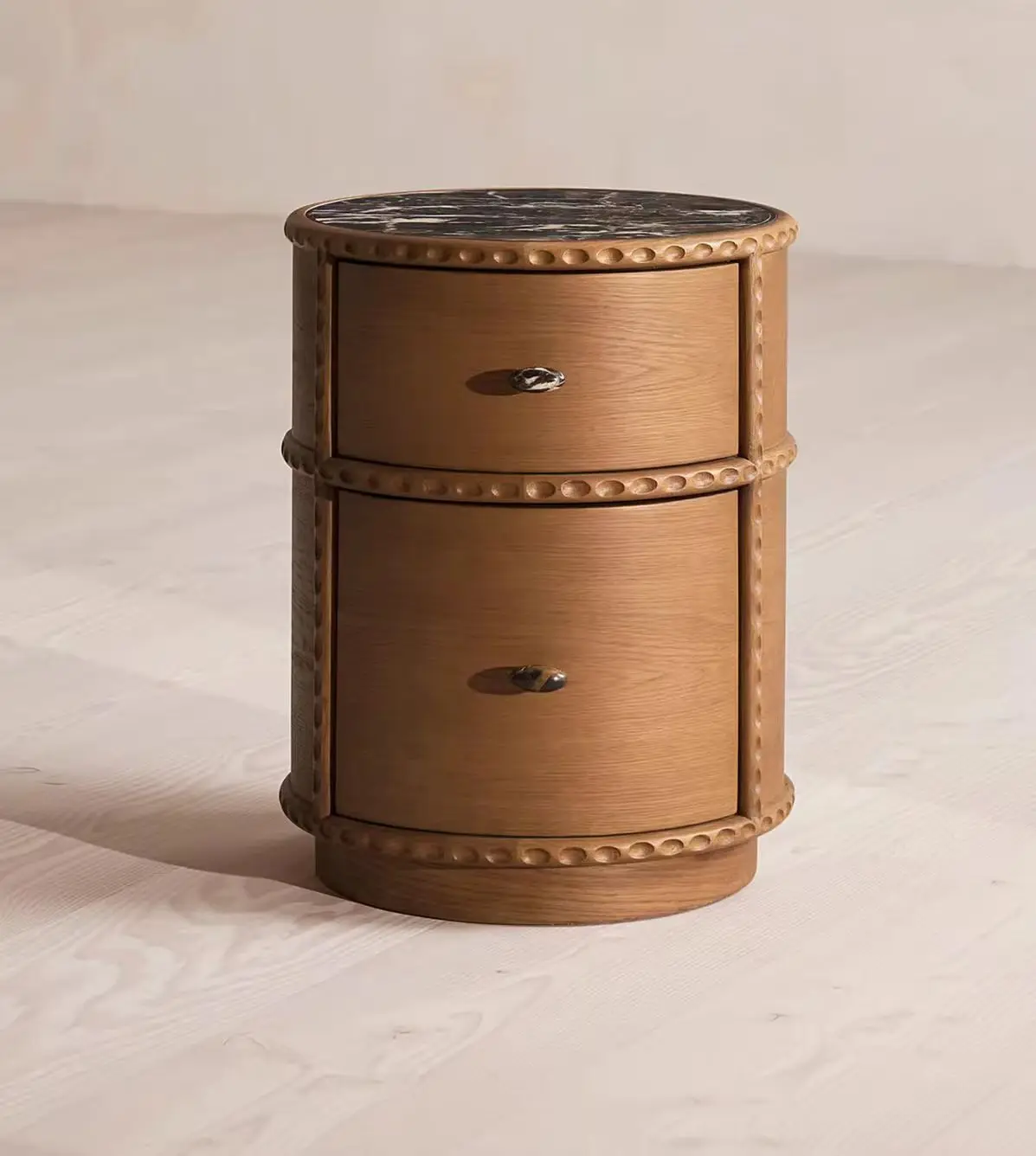 

✗x Luxury Wooden Teak Modern 2-Drawer Eco-Friendly Nightstand Rivets Vintage Retro Pine Nightstand for Bedroom Dining&