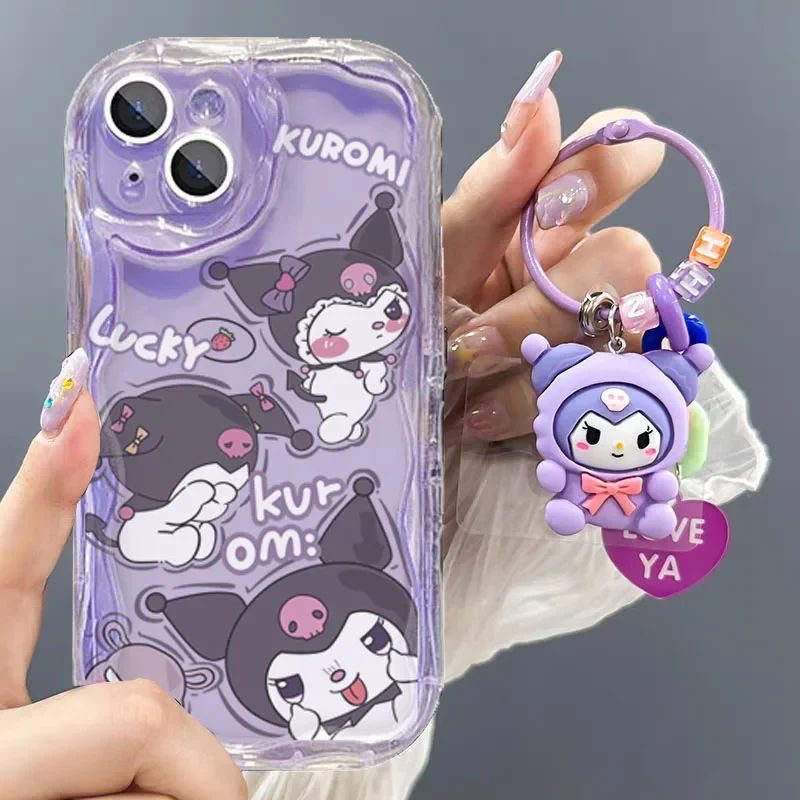 Cartoon Hello Kitty Kuromi Pendant Case For Huawei Honor 90 Lite 20 50 SE Nova 5T 11 7 9 10 P30 P40 Mate 30 40 Pro Phone Cover