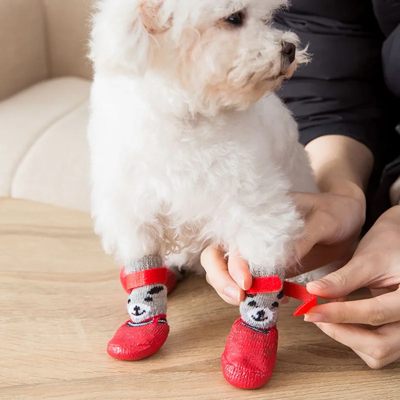 Dog Socks‘ Warm Knit Socks for Cats and Dogs Waterproof Cat Shoes Scratch-proof Foot Covers Anti Scald Feet Pet Socks Teddy