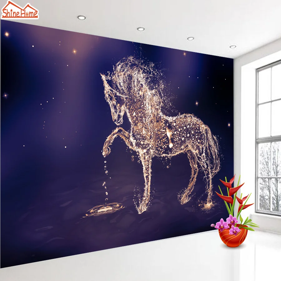 مخصص 3D التألق تشغيل الحصان خلفية الحيوان جدارية الاطفال غرفة المعيشة ديكور المنزل غرفة المعيشة التلفزيون خلفية غرفة نوم مطعم