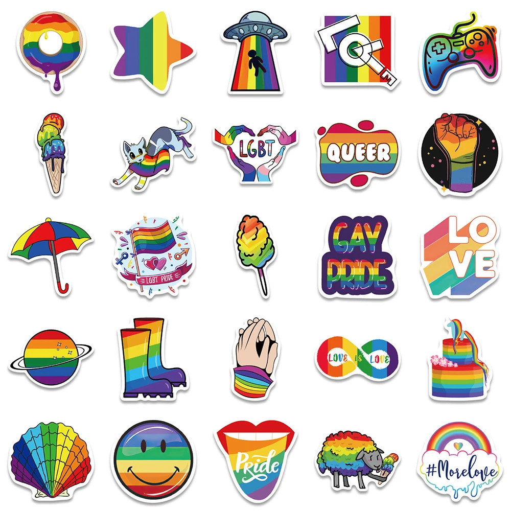 10/30/50/100pcs tęcza w stylu kreskówki naklejki naklejki Graffiti LGBT deskorolka Laptop telefon samochód bagażowy wodoodporna naklejka zabawka dla dzieci