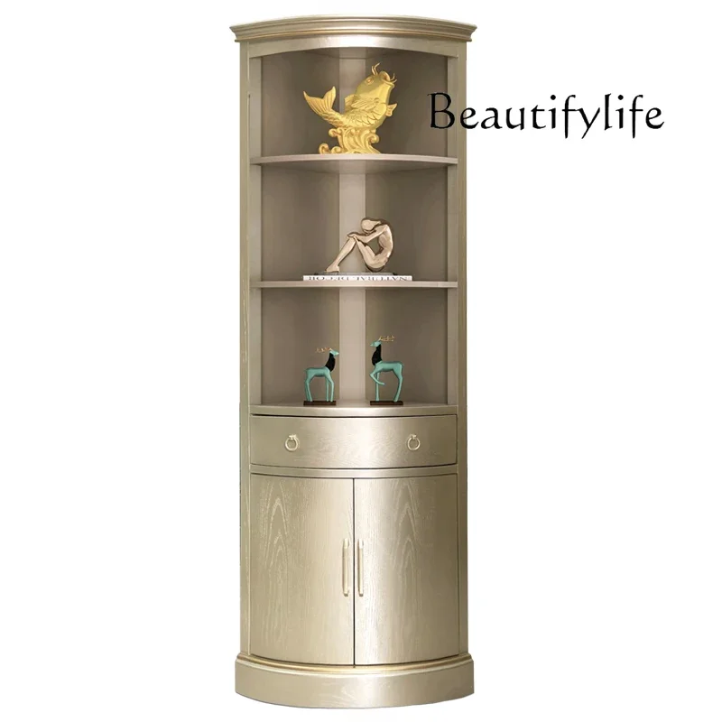 C Light Luxury Corner Cabinet Solid Wood Triangular Corner Cabinet Against The Wall White Gold-painted Short Triangular Cabinet