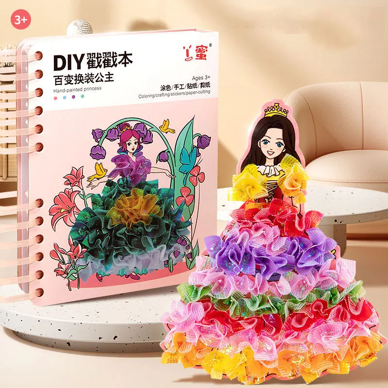 Drawing Dress-up Stickers Book DIY Paint Girls Toys Kid Art Poking Princess Handmade Educational Coloring Children Learning Gift