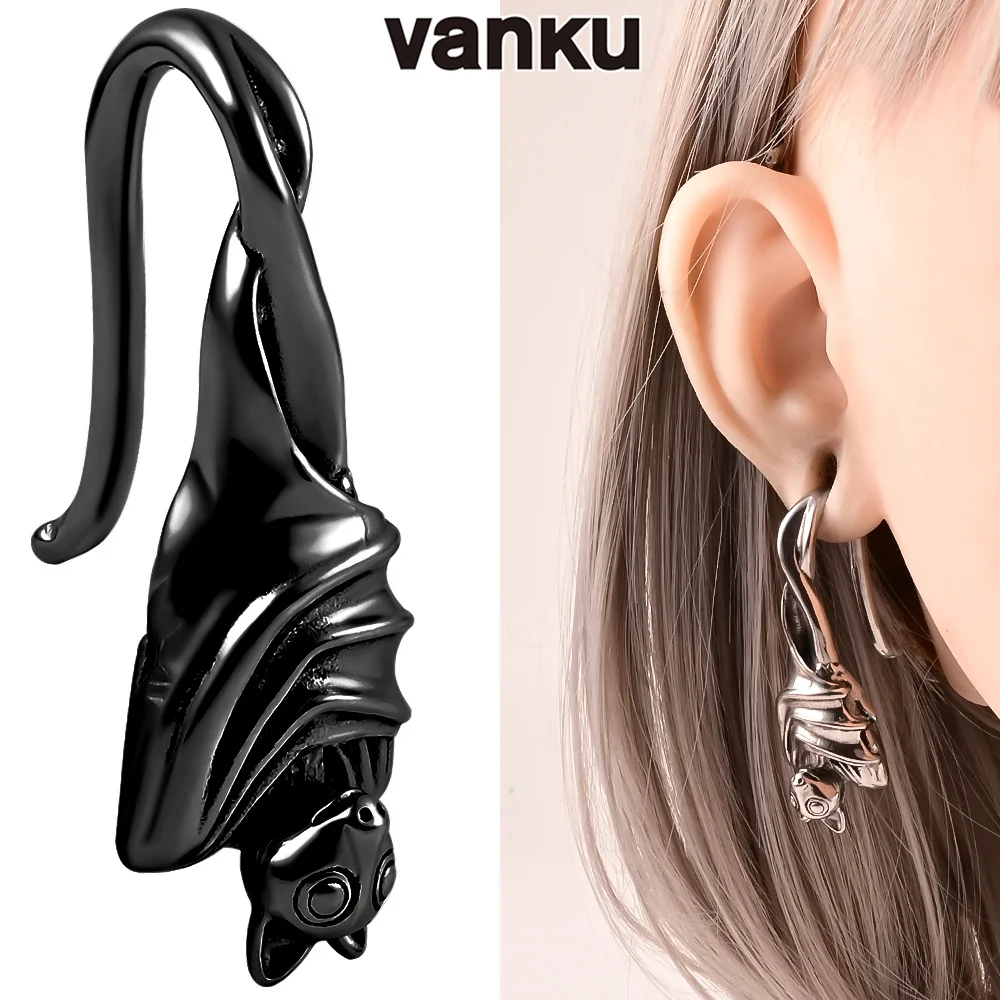 

Vabku 2pc Fashionable Stainless Steel Bats Head Ear Weight Gauges Stretchers Body Piercing Jewelry Earring Expanders