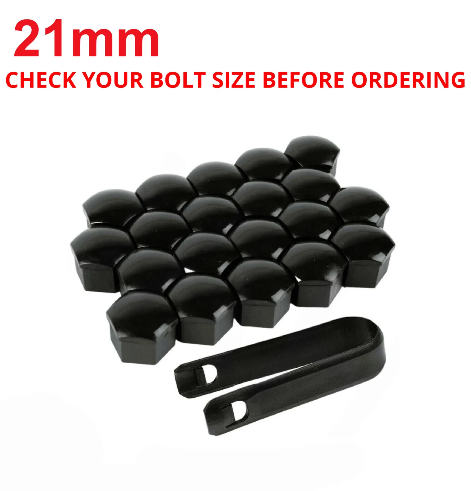 

20PCS 21mm WHEEL NUT BOLT COVER CAPS, BLACK FOR VW BMW MERCEDES, UNIVERSAL ITEM