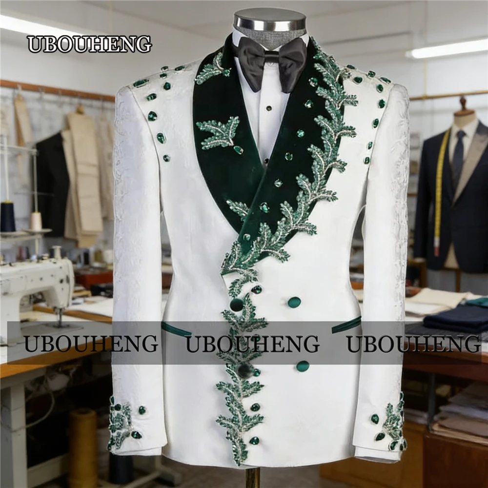 

Роскошные мужские костюмы с стразами, комплекты из 2 предметов, смокинги с шалевым воротником, нарядные костюмы для вечеринок, индивидуальный пошив, пиджак и брюки, костюм homme luxe