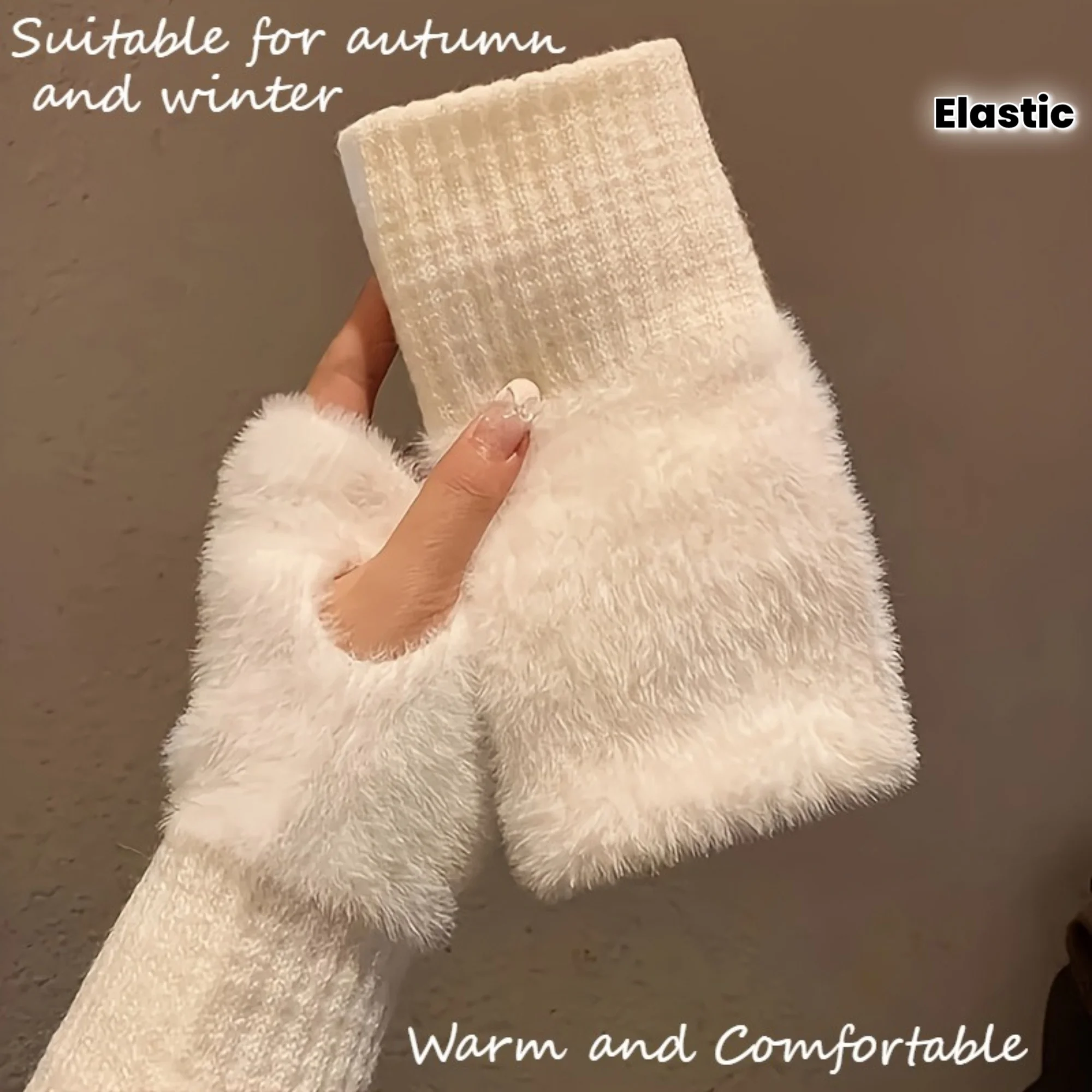 

Женские роскошные зимние перчатки на плюшевой флисовой подкладке — толстые теплые перчатки до половины пальцев с эластичными манжетами, зимние перчатки для женщин