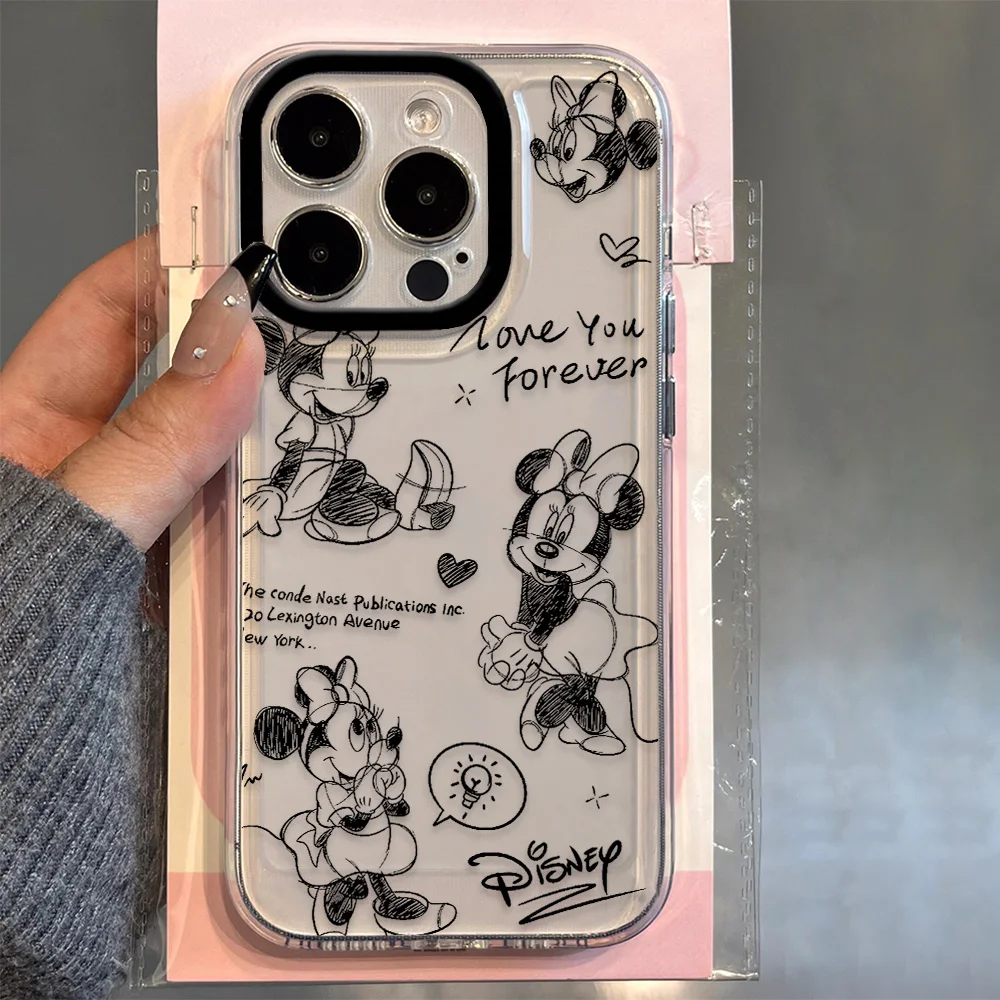 Cute Mickey Minnie Clear Space Phone Case For Xiaomi Mi 11Lite 12 12Lite 12T 13 14 Poco F4 F5 X4 X5 M45 Pro 5G Transparent Cover